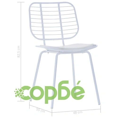 Трапезни столове, седалки изкуствена кожа, 2 бр, бели, стомана ➤ топ цена ➤ sorbe.bg