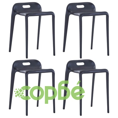 Стифиращи табуретки, 4 бр, черни, пластмаса ➤ топ цена ➤ sorbe.bg