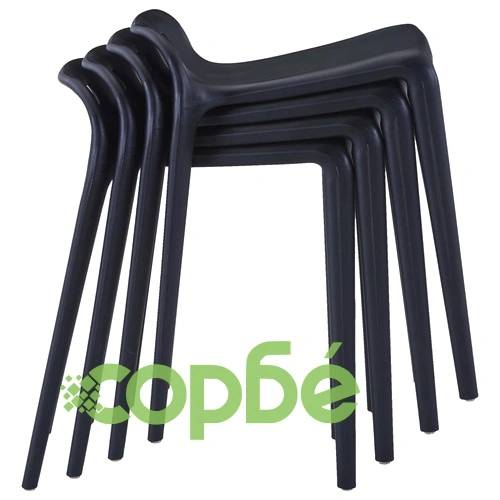 Стифиращи табуретки, 4 бр, черни, пластмаса ➤ топ цена ➤ sorbe.bg