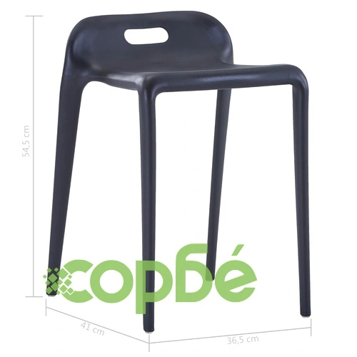 Стифиращи табуретки, 4 бр, черни, пластмаса ➤ топ цена ➤ sorbe.bg