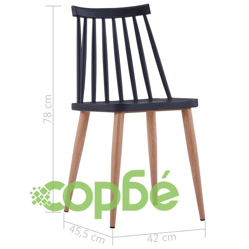 Трапезни столове, 2 бр, черни, пластмаса ➤ топ цена ➤ sorbe.bg