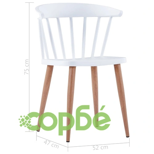 Трапезни столове, 2 бр, бели, пластмаса ➤ топ цена ➤ sorbe.bg