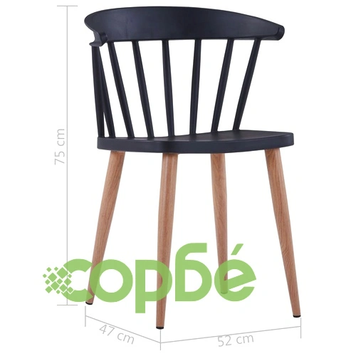 Трапезни столове, 2 бр, черни, пластмаса ➤ топ цена ➤ sorbe.bg