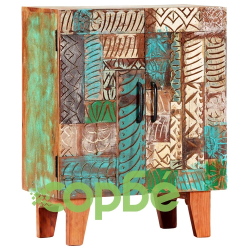 Ръчно резбован бюфет, 60x30x75 см, регенерирано дърво масив ➤ топ цена ➤ sorbe.bg