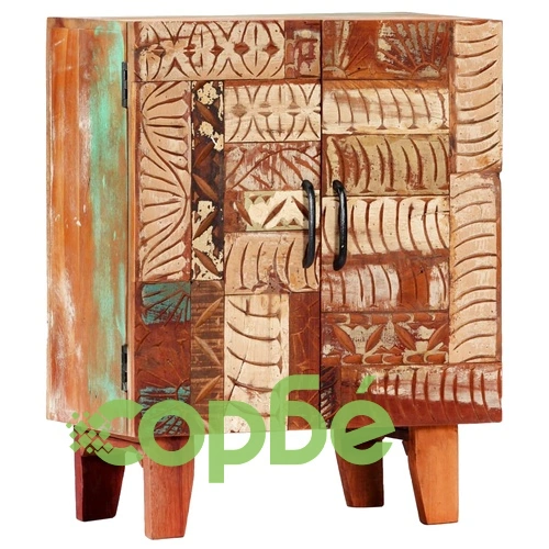 Ръчно резбован бюфет, 60x30x75 см, регенерирано дърво масив ➤ топ цена ➤ sorbe.bg