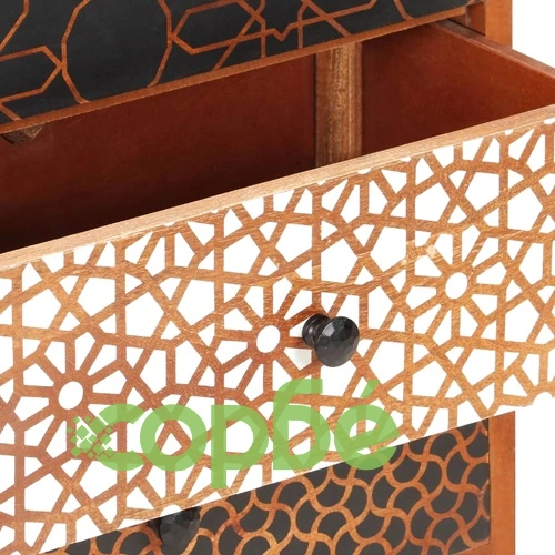 Бюфет с отпечатани мотиви, 90x30x70 см, мангово дърво масив ➤ топ цена ➤ sorbe.bg