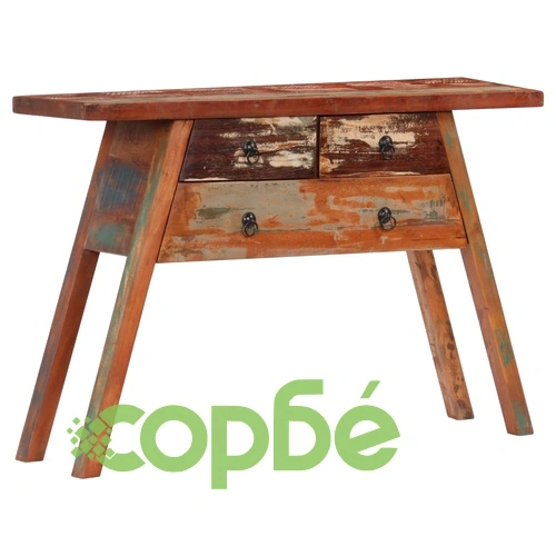 Конзолна маса, 110x30x75 cм, регенерирано дърво масив ➤ топ цена ➤ sorbe.bg