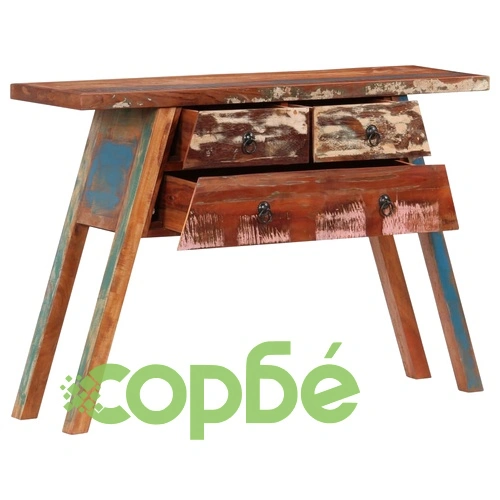 Конзолна маса, 110x30x75 cм, регенерирано дърво масив ➤ топ цена ➤ sorbe.bg