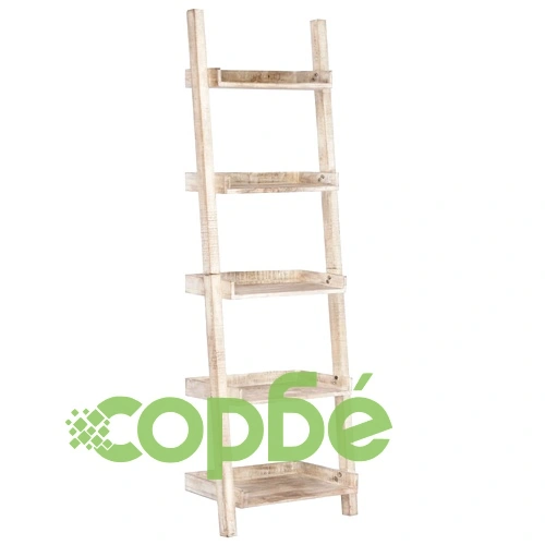 Рафт стълба, бял, 75x37x205 см, манго масив ➤ топ цена ➤ sorbe.bg