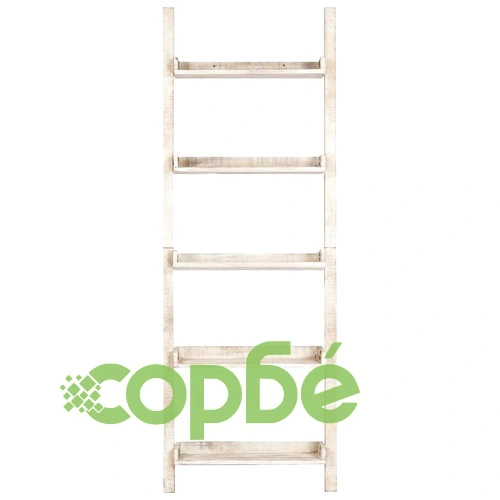 Рафт стълба, бял, 75x37x205 см, манго масив ➤ топ цена ➤ sorbe.bg