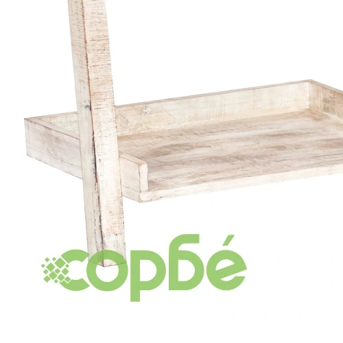 Рафт стълба, бял, 75x37x205 см, манго масив ➤ топ цена ➤ sorbe.bg