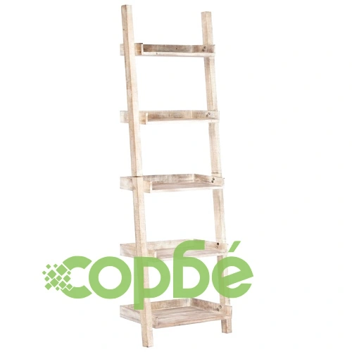 Рафт стълба, бял, 75x37x205 см, манго масив ➤ топ цена ➤ sorbe.bg