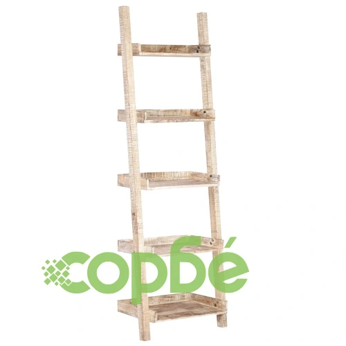 Рафт стълба, бял, 75x37x205 см, манго масив ➤ топ цена ➤ sorbe.bg