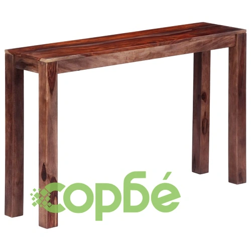 Конзолна маса, сива, 120x30x76 см, акациево дърво масив ➤ топ цена ➤ sorbe.bg