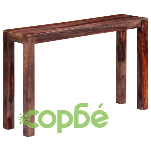 Конзолна маса, сива, 120x30x76 см, акациево дърво масив ➤ топ цена ➤ sorbe.bg