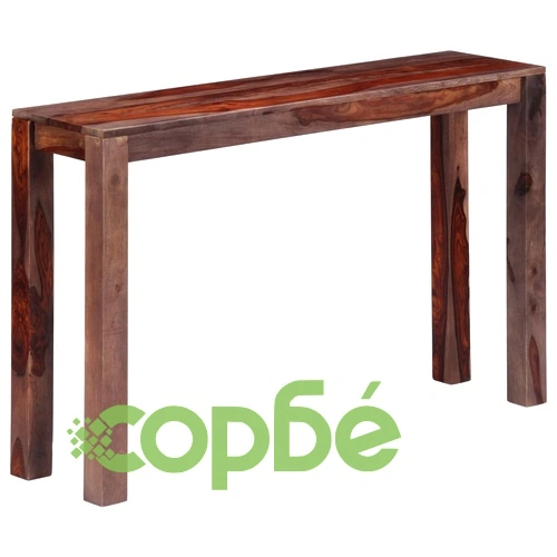 Конзолна маса, сива, 120x30x76 см, акациево дърво масив ➤ топ цена ➤ sorbe.bg