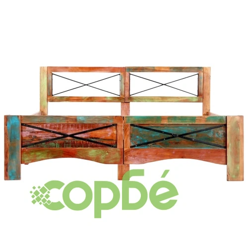 Рамка за легло без матрак, регенерирано дърво масив, 140x200 см ➤ топ цена ➤ sorbe.bg