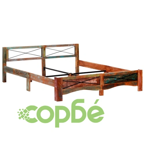 Рамка за легло, регенерирано дърво масив, 180x200 cм ➤ топ цена ➤ sorbe.bg