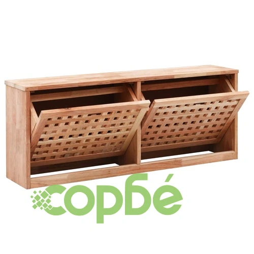 Пейка за съхранение на обувки, 94x20x38 см, орех масив ➤ топ цена ➤ sorbe.bg
