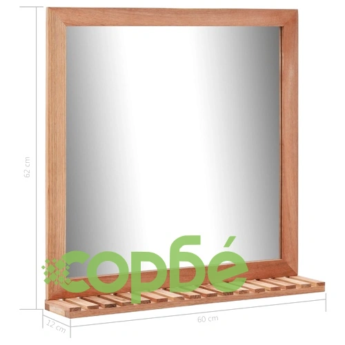 Огледало за баня, 60x12x62 см, орехово дърво масив ➤ топ цена ➤ sorbe.bg
