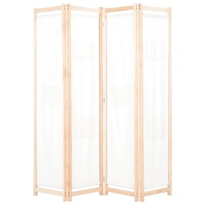 Параван за стая, 4 панела, кремав, 160x170x4 cм, текстил