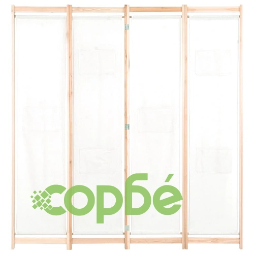 Параван за стая, 4 панела, кремав, 160x170x4 cм, текстил ➤ топ цена ➤ sorbe.bg