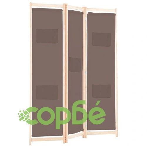 Параван за стая, 3 панела, кафяв, 120x170x4 cм, текстил ➤ топ цена ➤ sorbe.bg