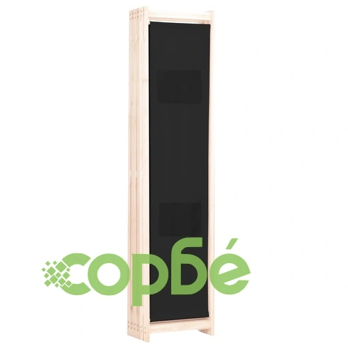 Параван за стая, 6 панела, черен, 240х170х4 cм, текстил ➤ топ цена ➤ sorbe.bg