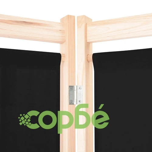 Параван за стая, 6 панела, черен, 240х170х4 cм, текстил ➤ топ цена ➤ sorbe.bg