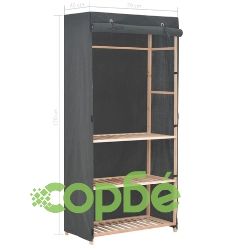 Гардероб с 3 рафта, сив, 79x40x170 см, текстил ➤ топ цена ➤ sorbe.bg