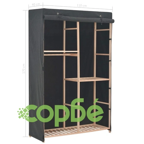 Гардероб с три рафта, сив, 110x40x170 см, текстил ➤ топ цена ➤ sorbe.bg