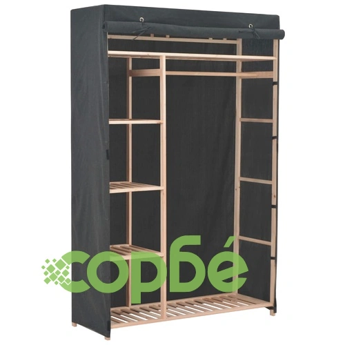 Гардероб, сив, 110x40x170 см, текстил ➤ топ цена ➤ sorbe.bg
