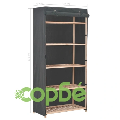 Гардероб, сив, 79x40x170 см, текстил ➤ топ цена ➤ sorbe.bg