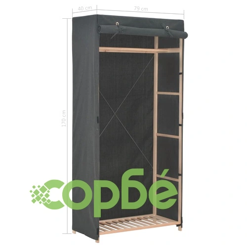 Гардероб, сив, 79x40x170 см, текстил ➤ топ цена ➤ sorbe.bg