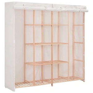 Гардероб, бял, 173x40x170 см, текстил