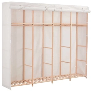 Гардероб, бял, 200x40x170 см, текстил