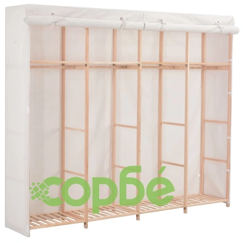 Гардероб, бял, 200x40x170 см, текстил ➤ топ цена ➤ sorbe.bg