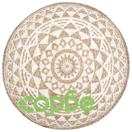 Ръчно изработен пуф, бял, 45x30 см, юта ➤ топ цена ➤ sorbe.bg