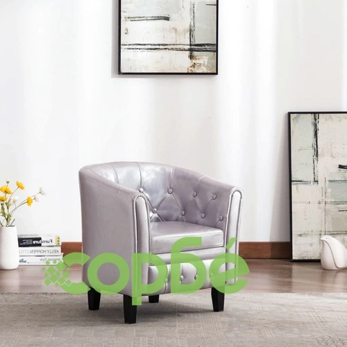 Фотьойл, сребрист, изкуствена кожа ➤ топ цена ➤ sorbe.bg