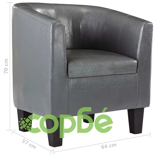 Фотьойл, сив, изкуствена кожа ➤ топ цена ➤ sorbe.bg