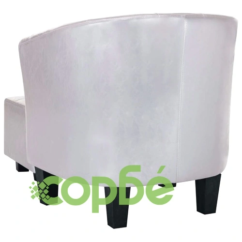 Фотьойл с табуретка за крака блестящо сребрист изкуствена кожа ➤ топ цена ➤ sorbe.bg