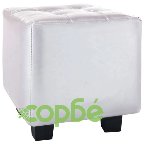 Фотьойл с табуретка за крака блестящо сребрист изкуствена кожа ➤ топ цена ➤ sorbe.bg