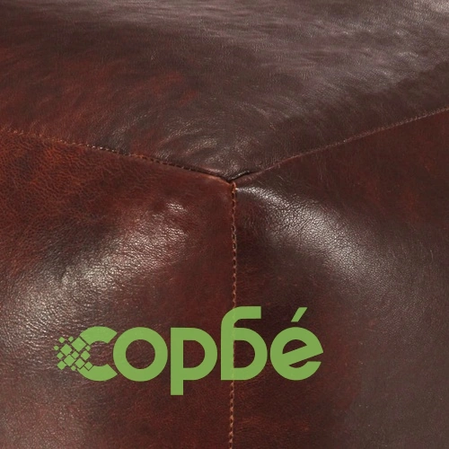 Пуф, тъмнокафяв, 40x40x40 см, естествена козя кожа ➤ топ цена ➤ sorbe.bg