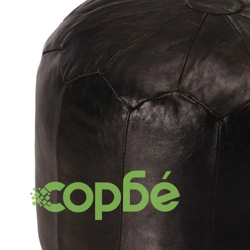 Пуф, черен, 40x35 см, естествена козя кожа ➤ топ цена ➤ sorbe.bg