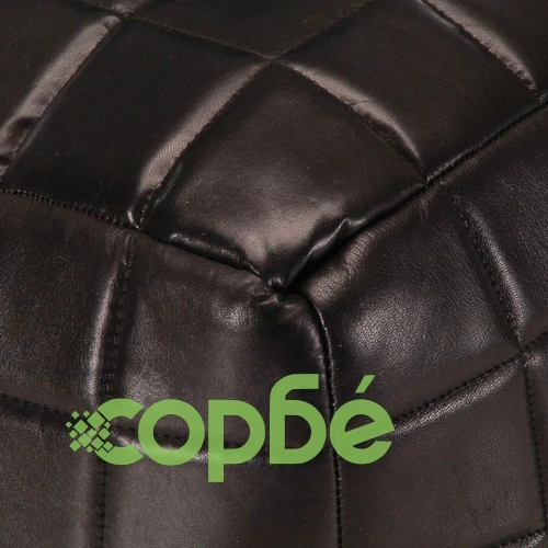 Пуф, черен, 40x40x40 см, естествена козя кожа ➤ топ цена ➤ sorbe.bg