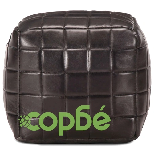 Пуф, черен, 40x40x40 см, естествена козя кожа ➤ топ цена ➤ sorbe.bg