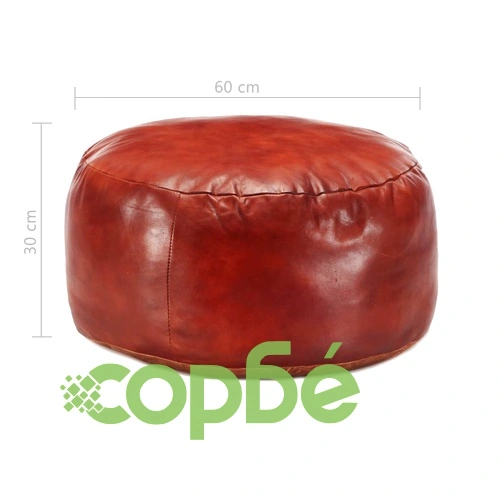 Пуф, жълтокафяв, 60х30 см, естествена козя кожа ➤ топ цена ➤ sorbe.bg