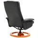 Въртящ ТВ фотьойл с табуретка за крака, черен, изкуствена кожа