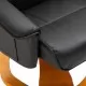 Въртящ ТВ фотьойл с табуретка за крака, черен, изкуствена кожа