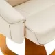Въртящ ТВ фотьойл с табуретка за крака, кремав, изкуствена кожа